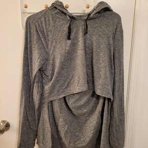 Motherhood Maternity Lift Up Nursing Hoodie - Grey Spacedye / XL